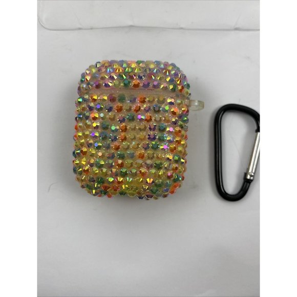 Crystal Shell Case Fits Air Pod Handmade With Multicolor Rhinestones - Picture 2 of 6